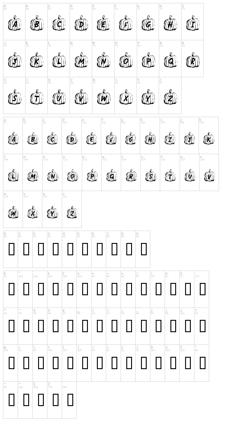 Jack O font map
